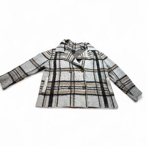 Rachel Zoe Plaid Double Breasted Jacket | Size L